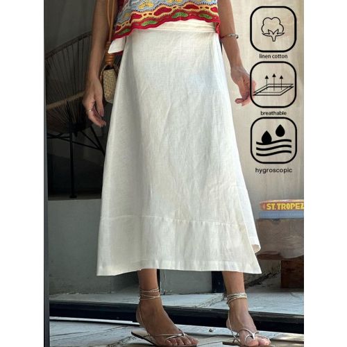 Cotton Vintage Plain Skirt With